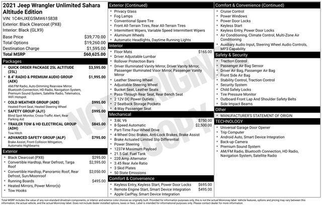 used 2021 Jeep Wrangler Unlimited car, priced at $27,386