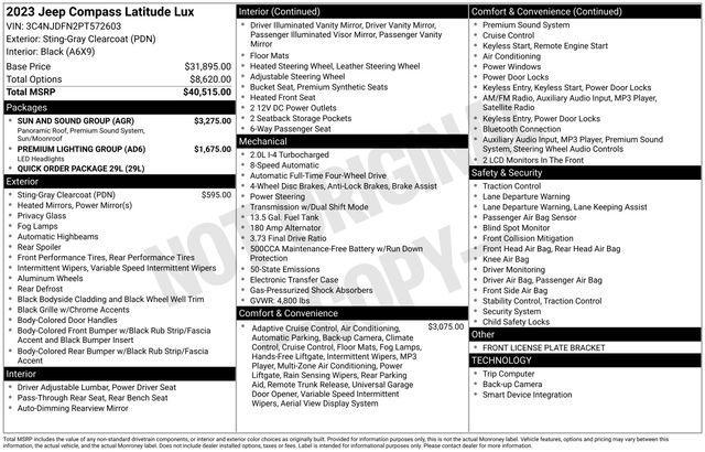 used 2023 Jeep Compass car, priced at $22,695