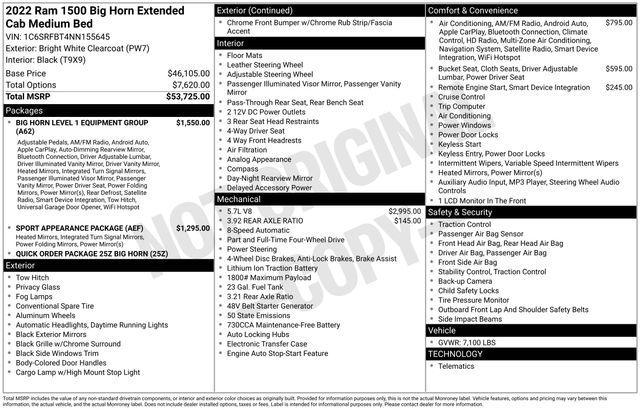 used 2022 Ram 1500 car, priced at $33,995