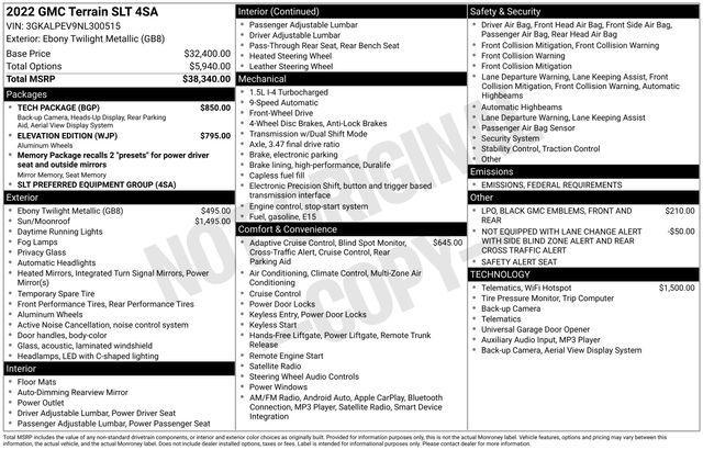 used 2022 GMC Terrain car, priced at $24,739