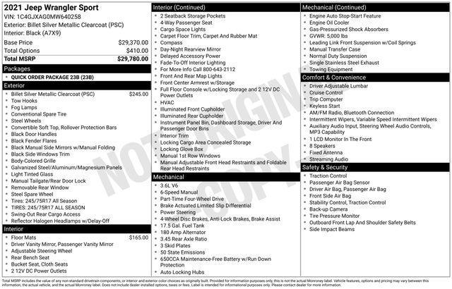 used 2021 Jeep Wrangler car, priced at $25,845