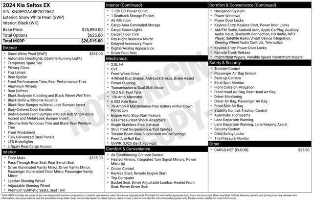 used 2024 Kia Seltos car, priced at $21,998