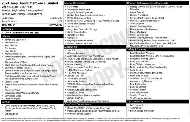 used 2024 Jeep Grand Cherokee L car, priced at $42,710