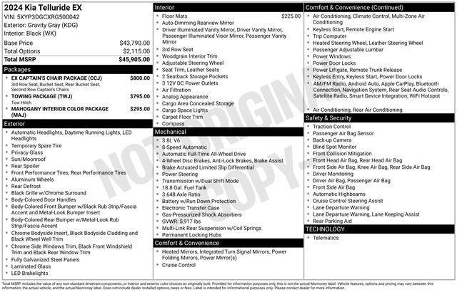 used 2024 Kia Telluride car, priced at $38,125