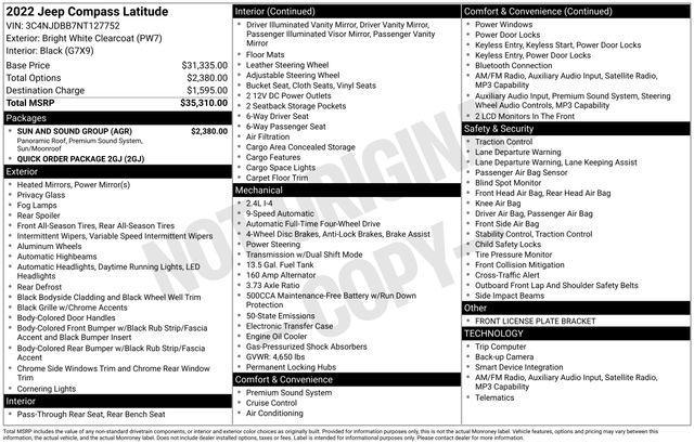 used 2022 Jeep Compass car, priced at $18,490