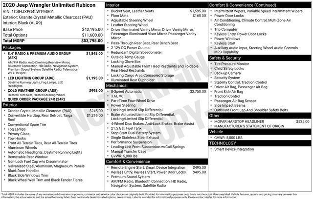 used 2020 Jeep Wrangler Unlimited car, priced at $37,793