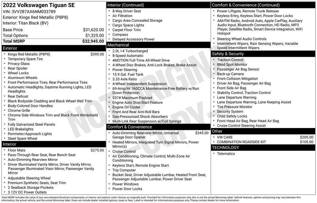 used 2022 Volkswagen Tiguan car, priced at $22,515