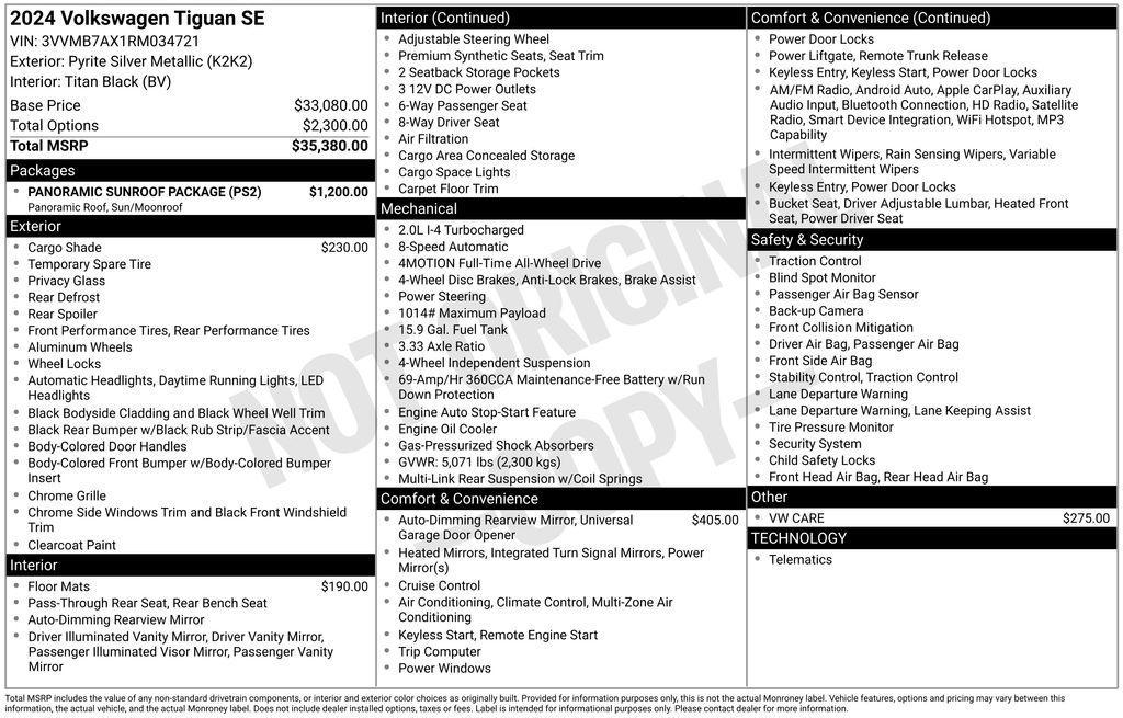 used 2024 Volkswagen Tiguan car, priced at $28,225