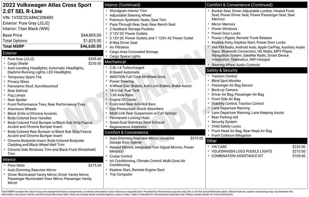 used 2022 Volkswagen Atlas Cross Sport car, priced at $31,505