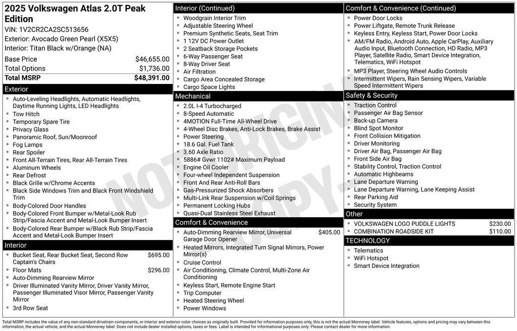 used 2025 Volkswagen Atlas car, priced at $44,550