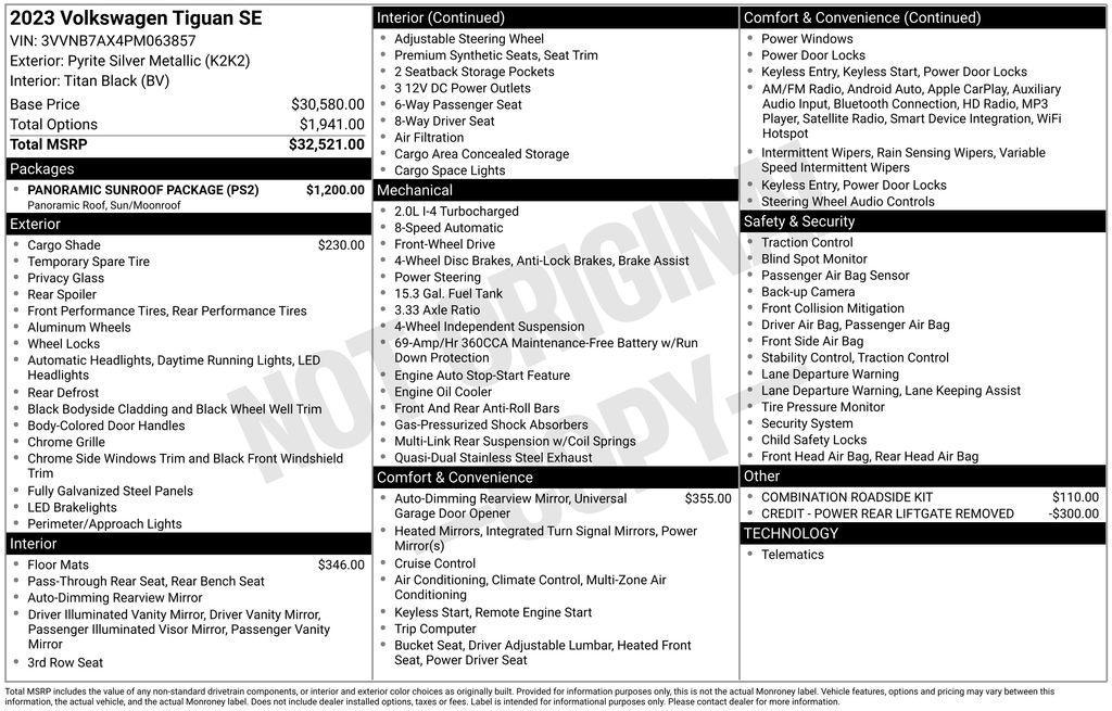 used 2023 Volkswagen Tiguan car, priced at $25,621