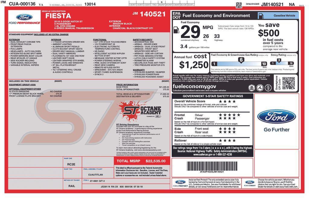 used 2018 Ford Fiesta car, priced at $16,455