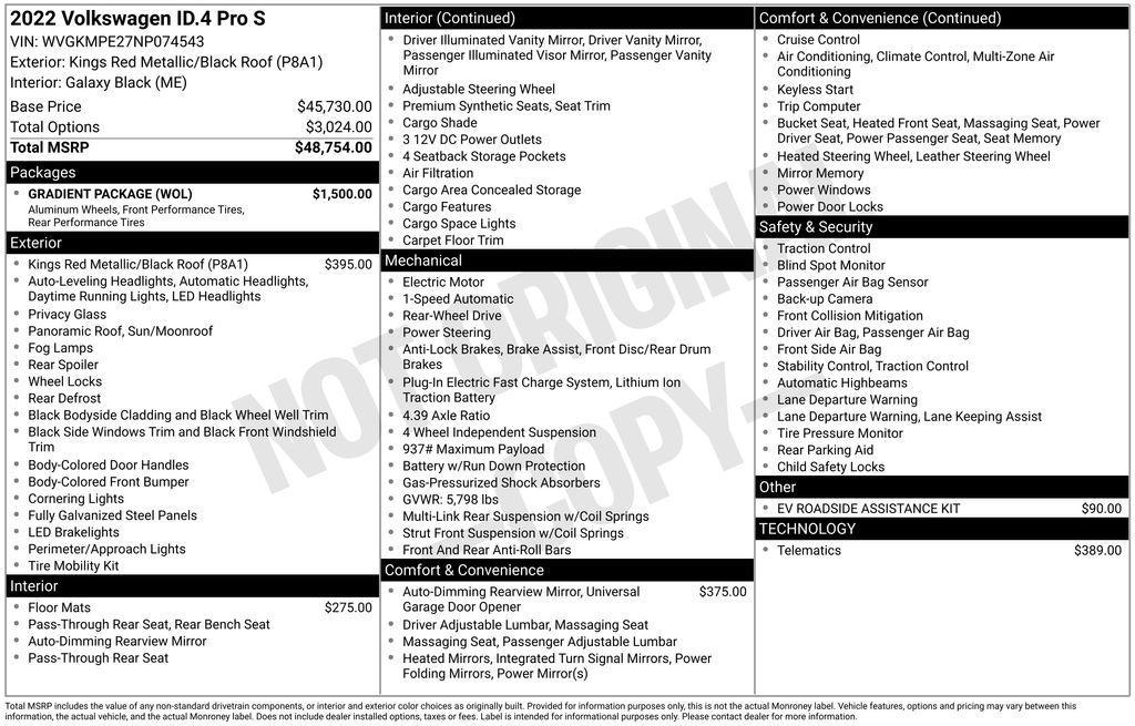 used 2022 Volkswagen ID.4 car, priced at $22,380