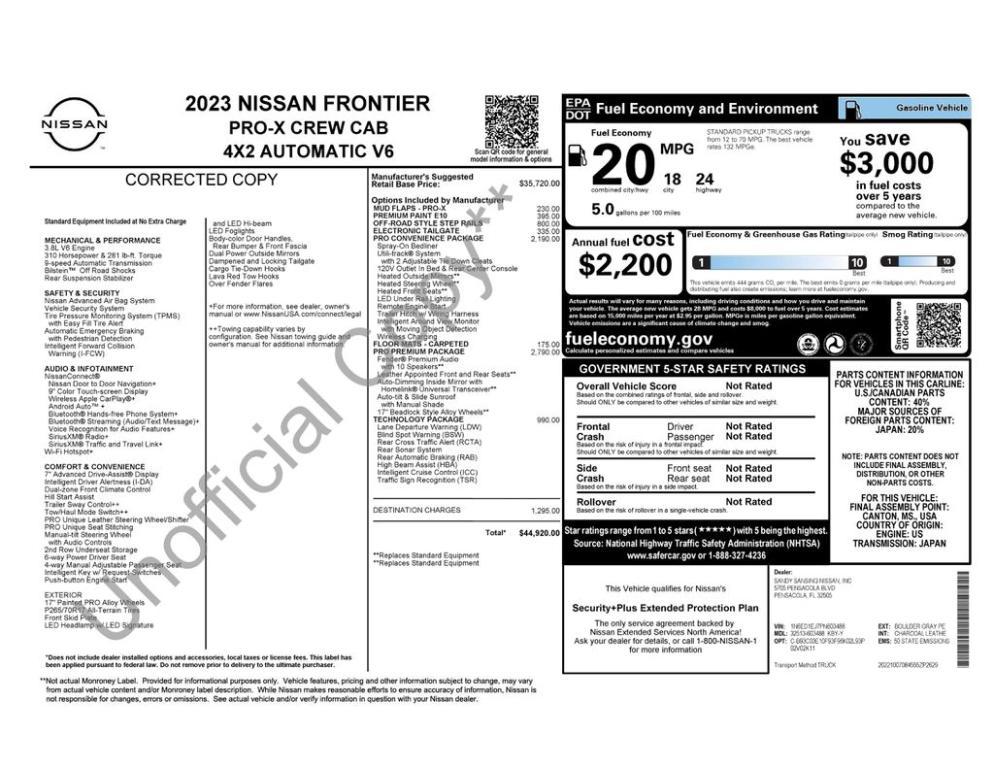 used 2023 Nissan Frontier car, priced at $33,628
