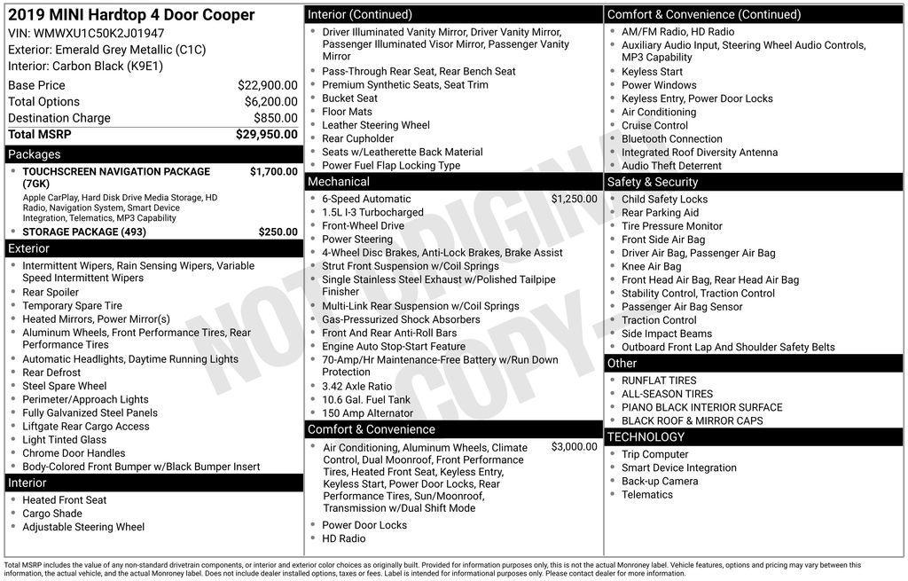 used 2019 MINI Hardtop car, priced at $14,500