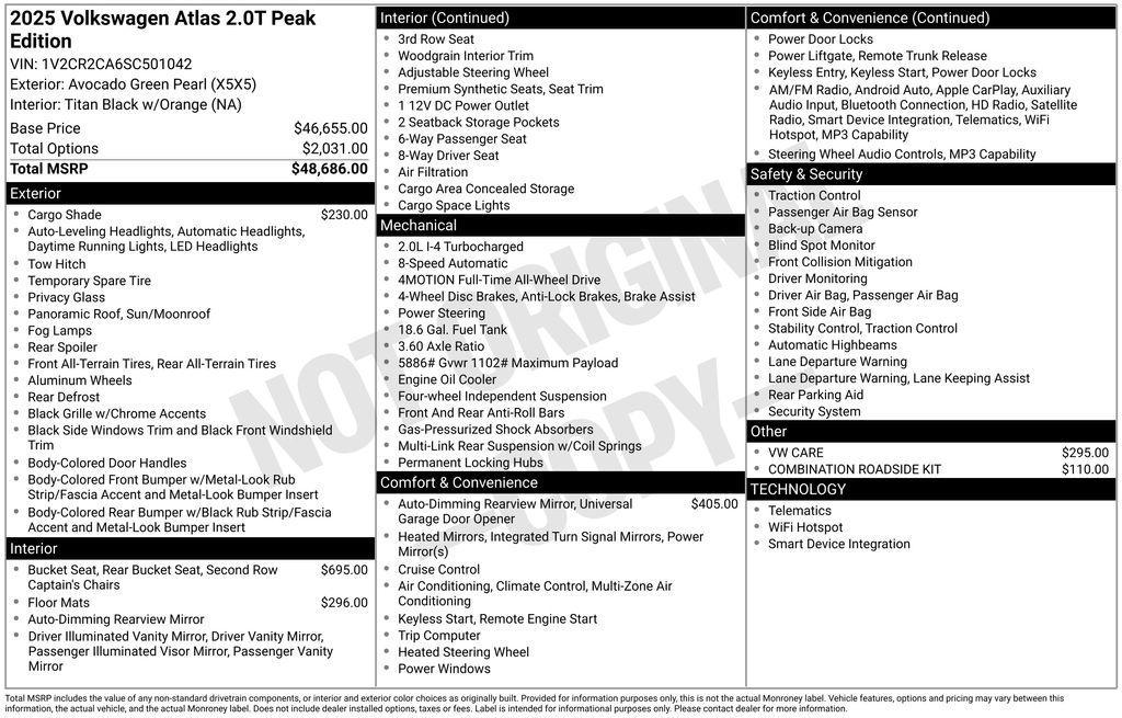 used 2025 Volkswagen Atlas car, priced at $43,995