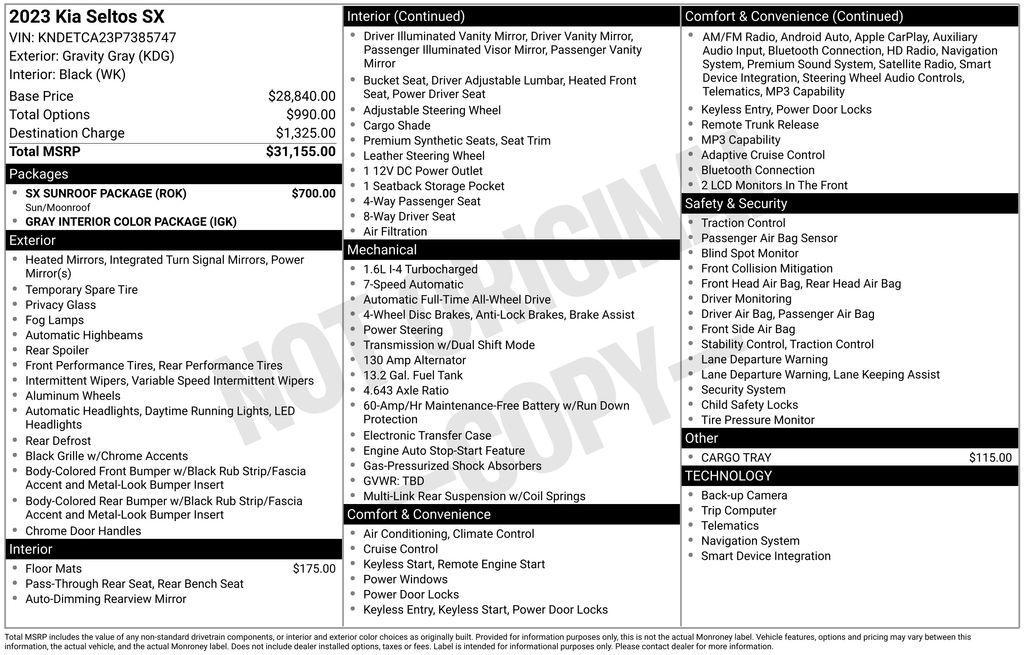 used 2023 Kia Seltos car, priced at $20,980