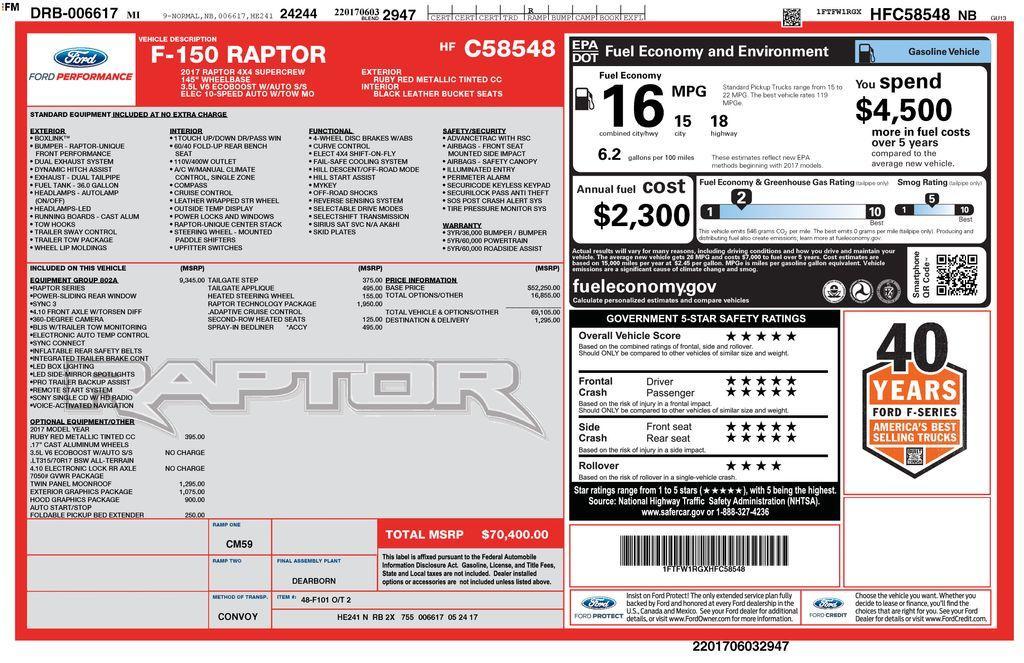 used 2017 Ford F-150 car, priced at $37,499