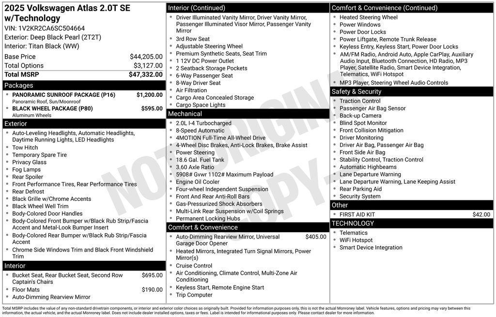 used 2025 Volkswagen Atlas car, priced at $42,784