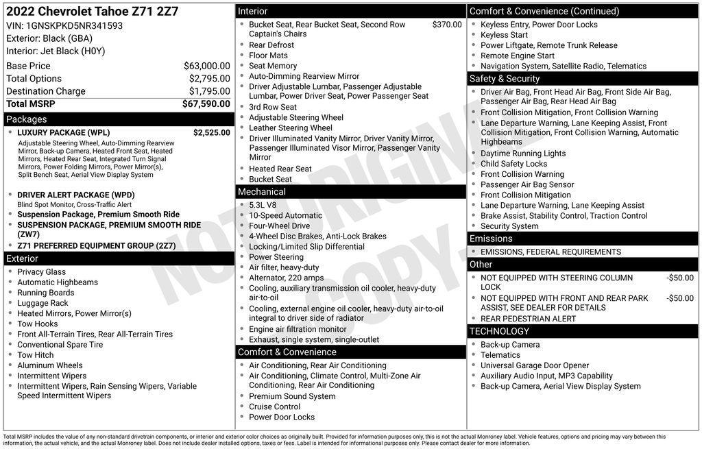 used 2022 Chevrolet Tahoe car, priced at $44,208