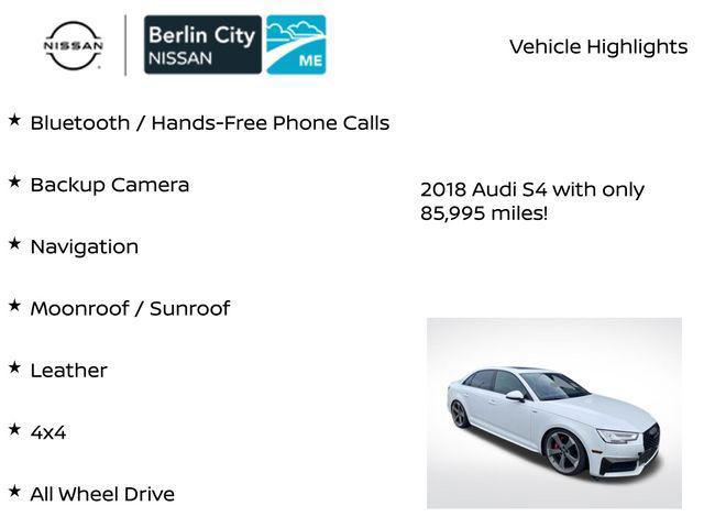 used 2018 Audi S4 car, priced at $23,805