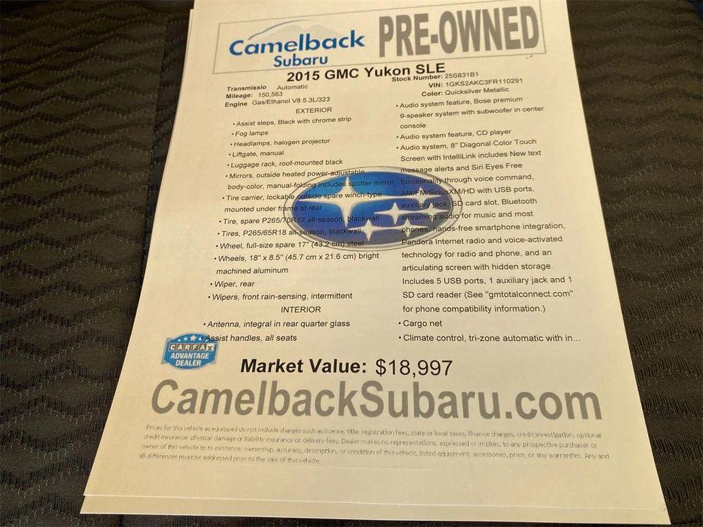 used 2015 GMC Yukon car, priced at $17,997