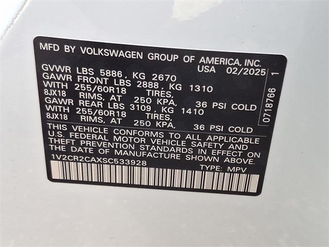 new 2025 Volkswagen Atlas car, priced at $49,356