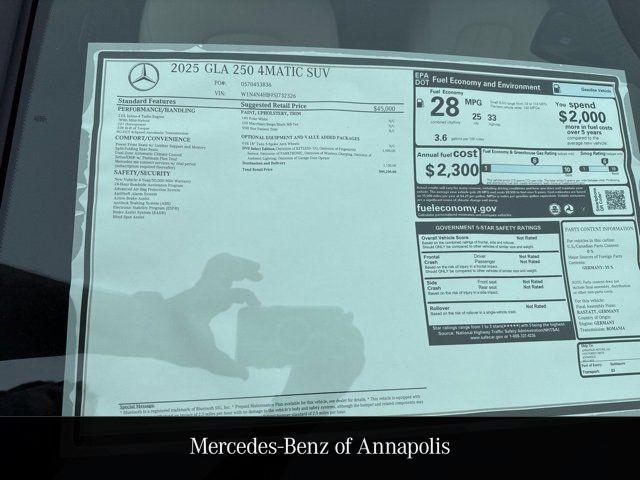 new 2025 Mercedes-Benz GLA 250 car, priced at $44,250