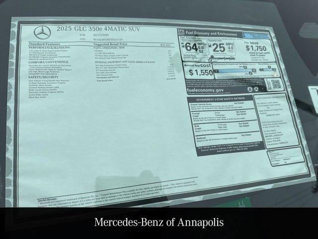 new 2025 Mercedes-Benz GLC 350e car, priced at $70,750