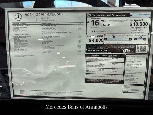 new 2025 Mercedes-Benz GLS 580 car, priced at $133,650