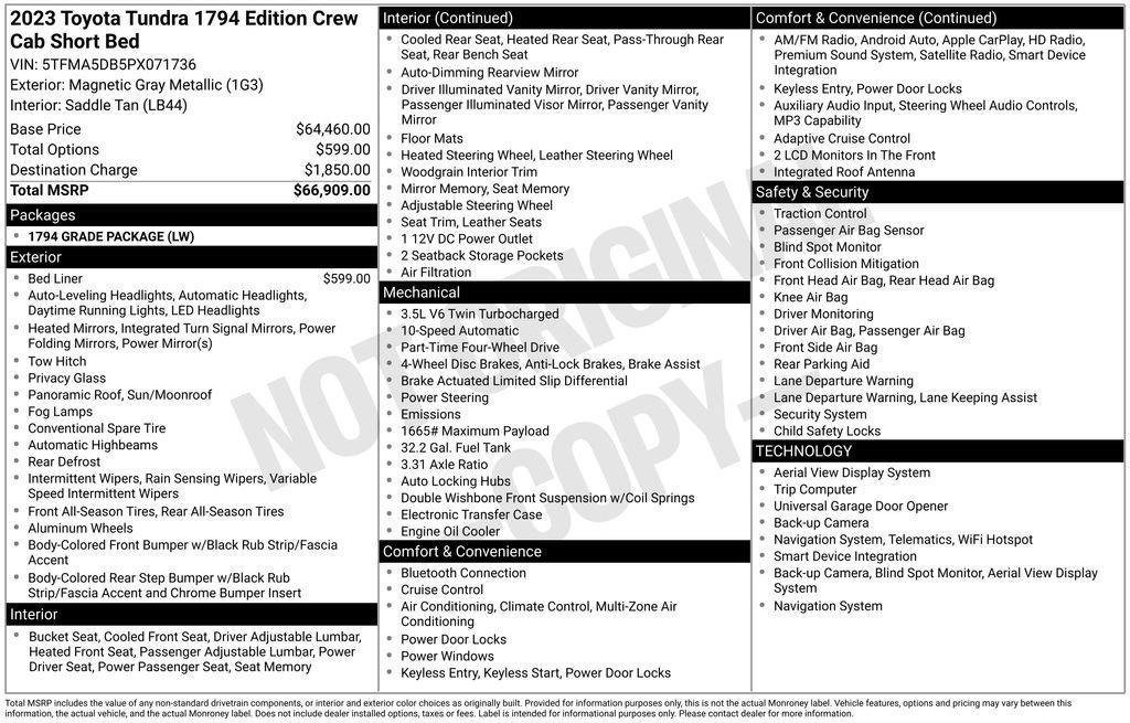 used 2023 Toyota Tundra car, priced at $49,866