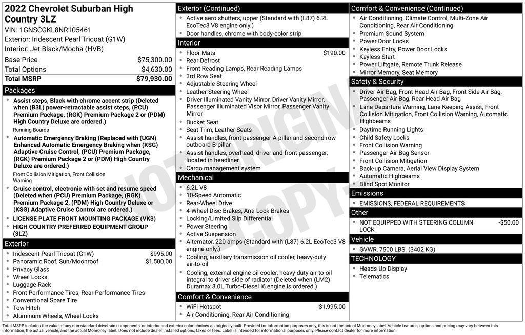 used 2022 Chevrolet Suburban car, priced at $46,472