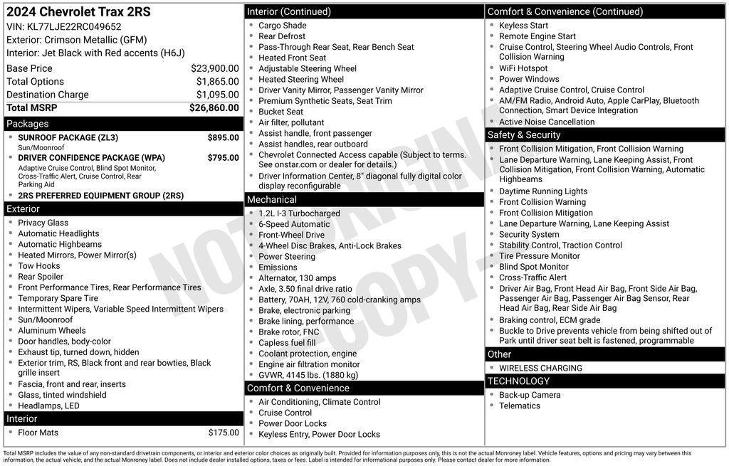 used 2024 Chevrolet Trax car, priced at $22,341