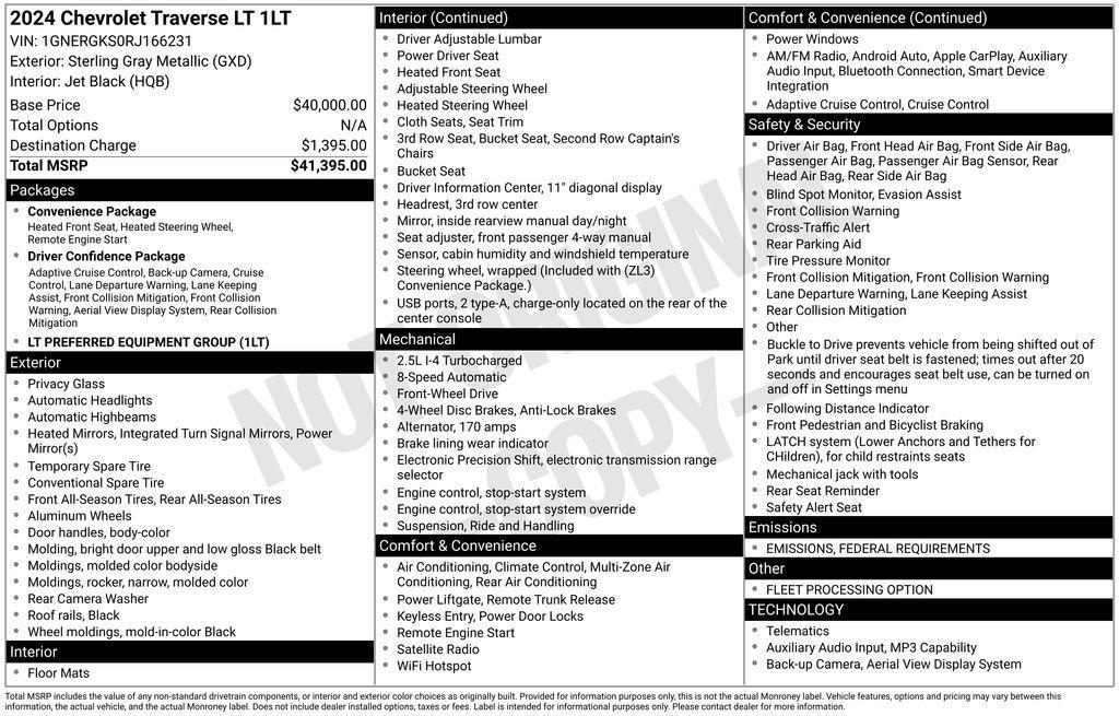 used 2024 Chevrolet Traverse car, priced at $32,998