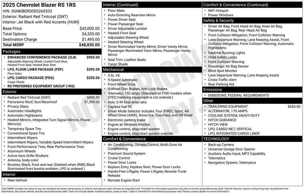 new 2025 Chevrolet Blazer car, priced at $41,830