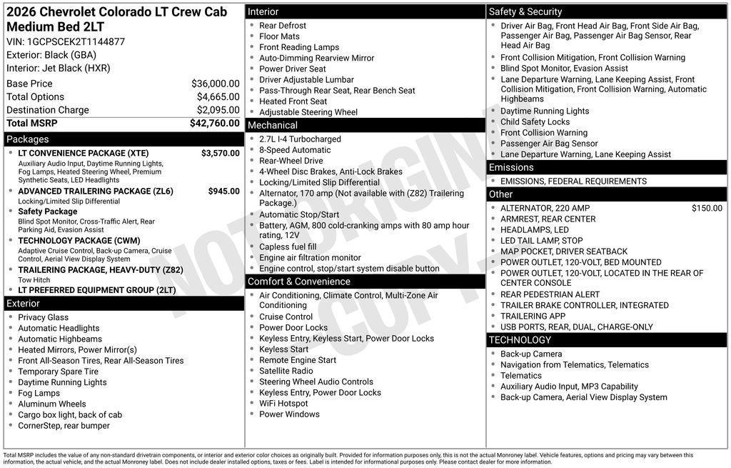 new 2026 Chevrolet Colorado car, priced at $37,260