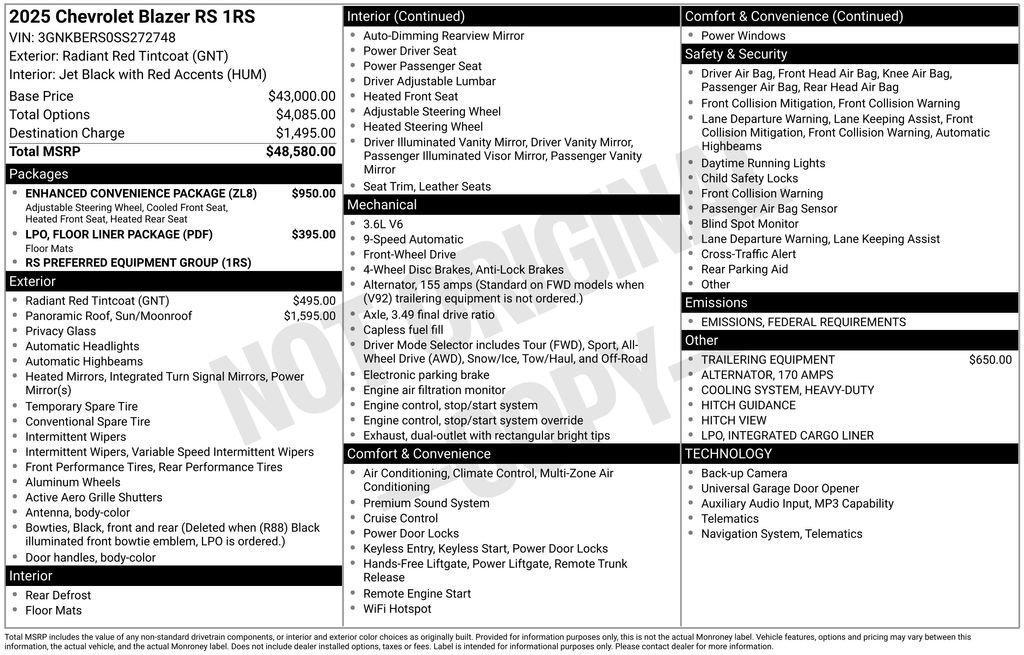 new 2025 Chevrolet Blazer car, priced at $41,580