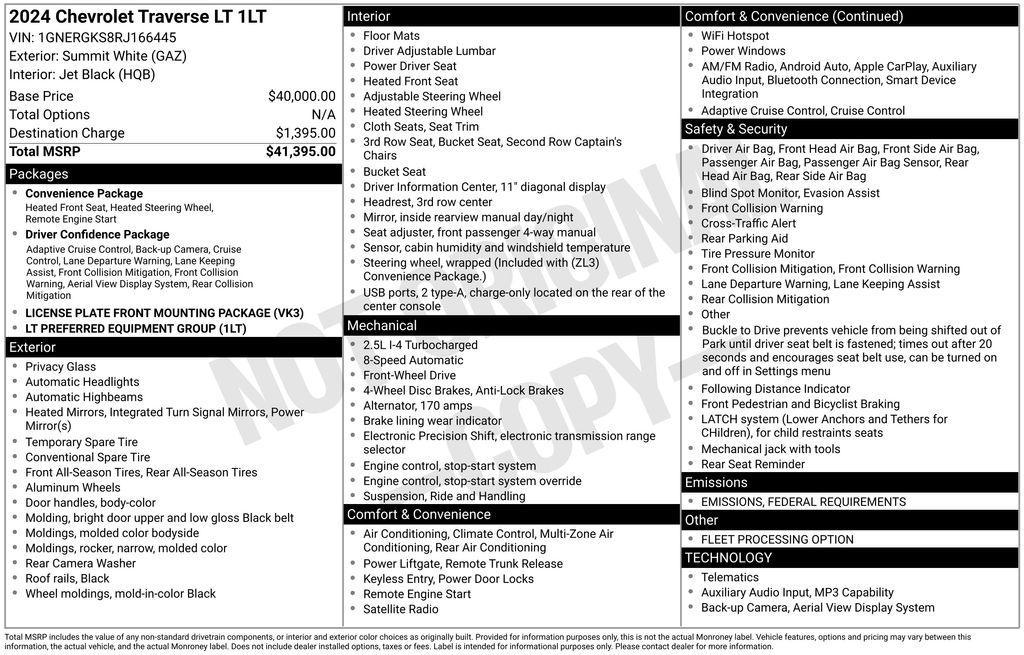 used 2024 Chevrolet Traverse car, priced at $32,078