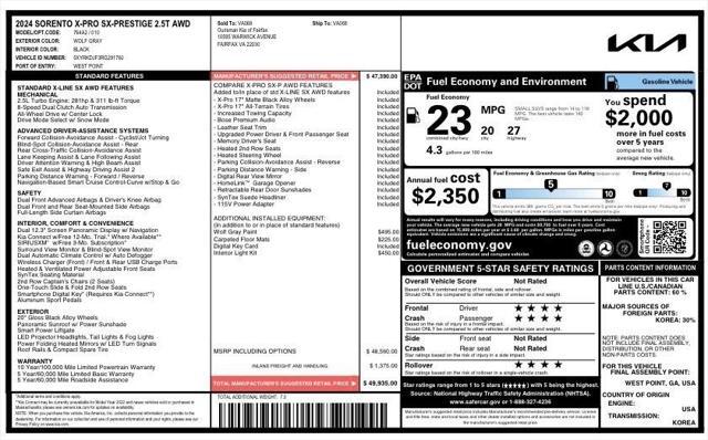 new 2024 Kia Sorento car, priced at $43,943