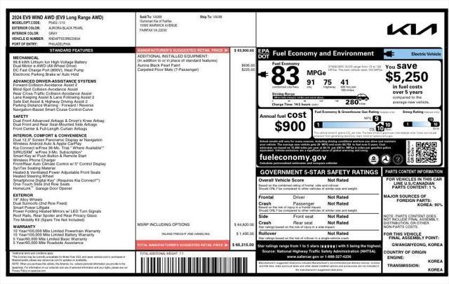 used 2024 Kia EV9 car, priced at $65,000