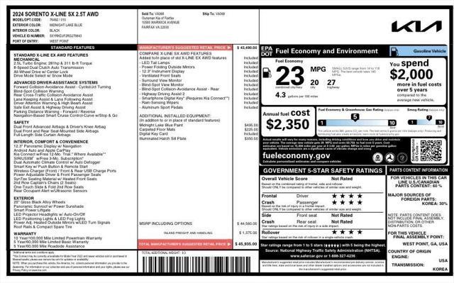 new 2024 Kia Sorento car, priced at $42,645