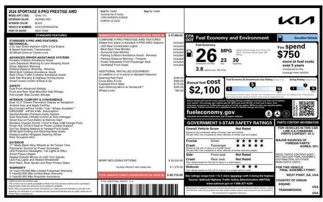 new 2024 Kia Sportage car, priced at $37,046