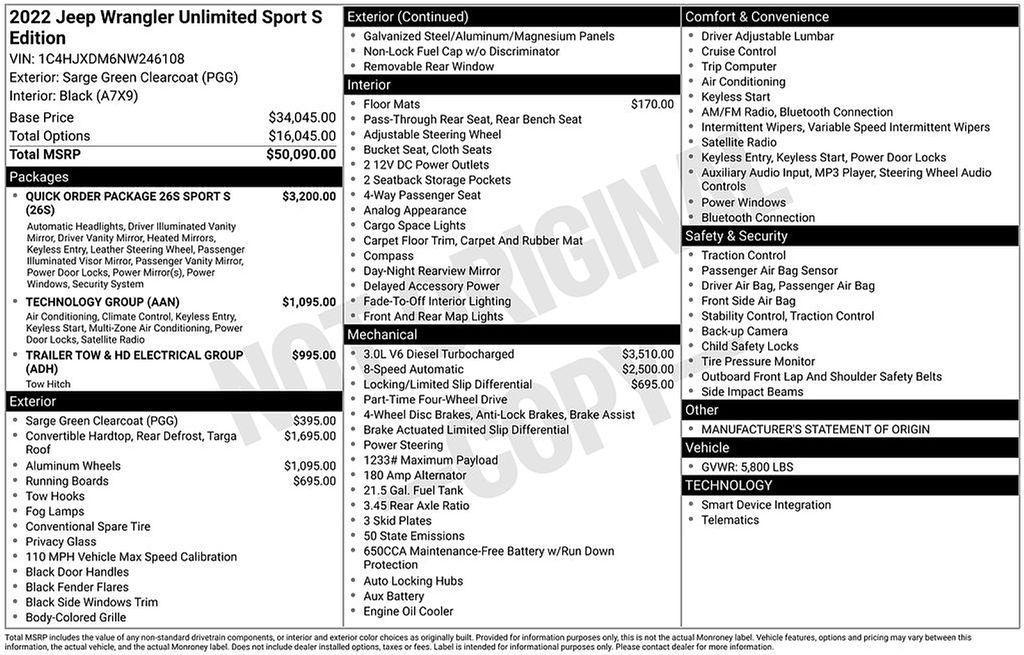 used 2022 Jeep Wrangler Unlimited car, priced at $29,500