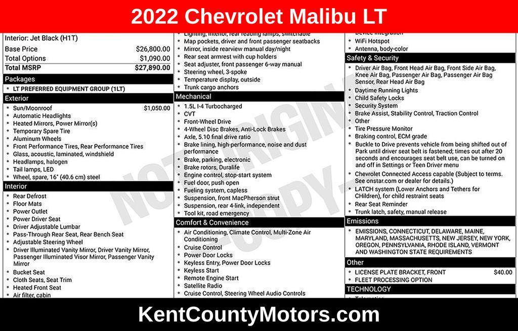 used 2022 Chevrolet Malibu car, priced at $19,000