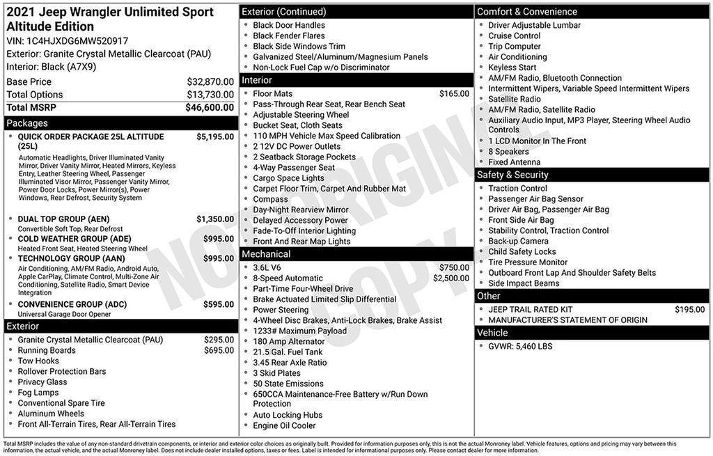 used 2021 Jeep Wrangler Unlimited car, priced at $27,500