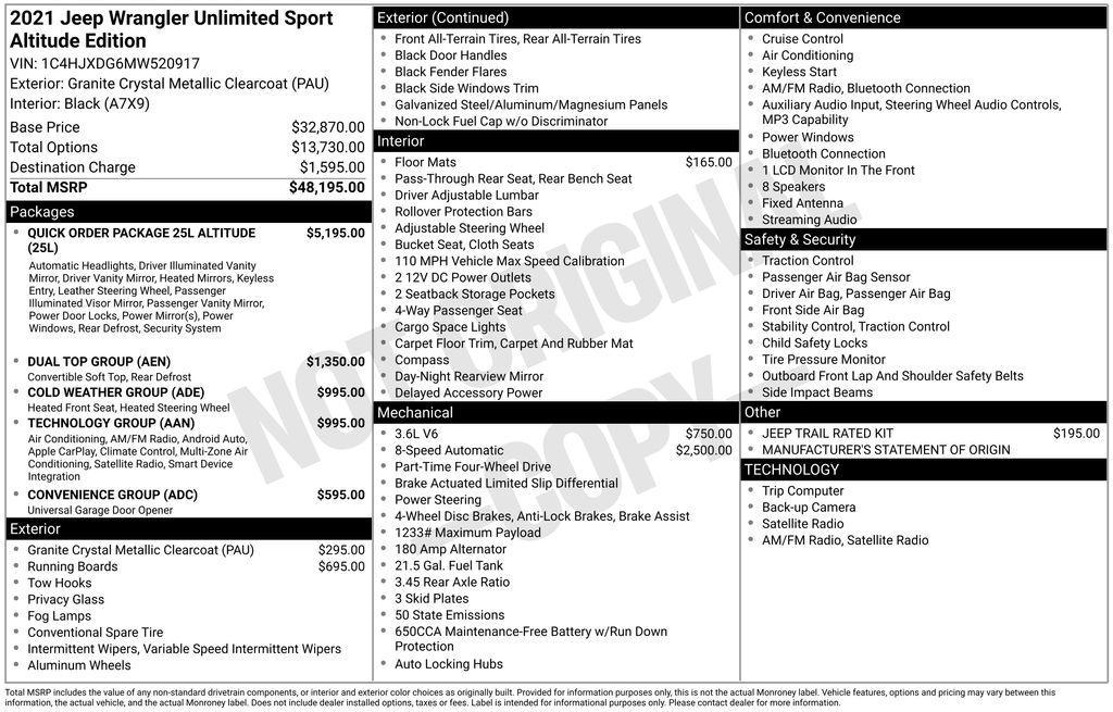 used 2021 Jeep Wrangler Unlimited car, priced at $27,500