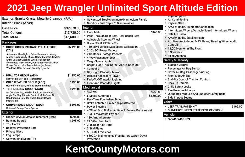 used 2021 Jeep Wrangler Unlimited car, priced at $27,500