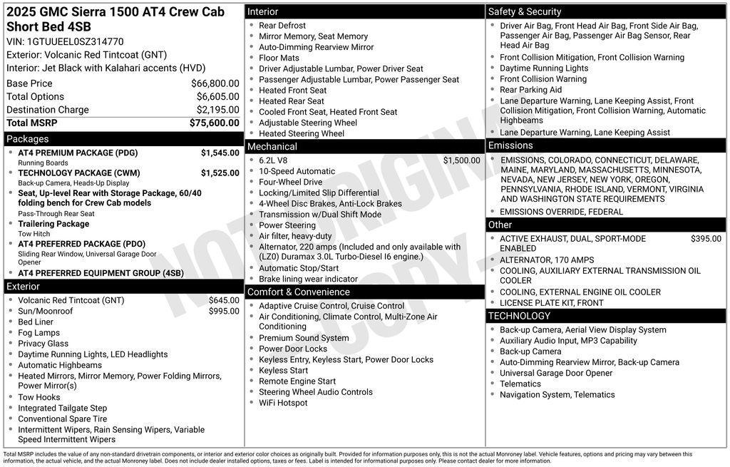 new 2025 GMC Sierra 1500 car, priced at $78,000