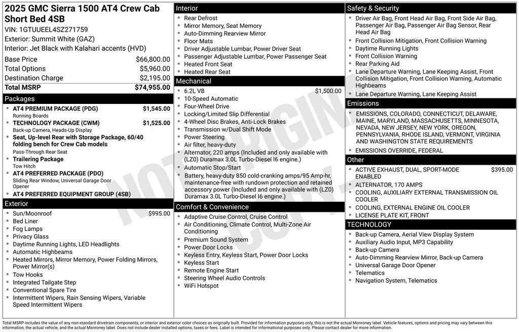 new 2025 GMC Sierra 1500 car, priced at $91,750