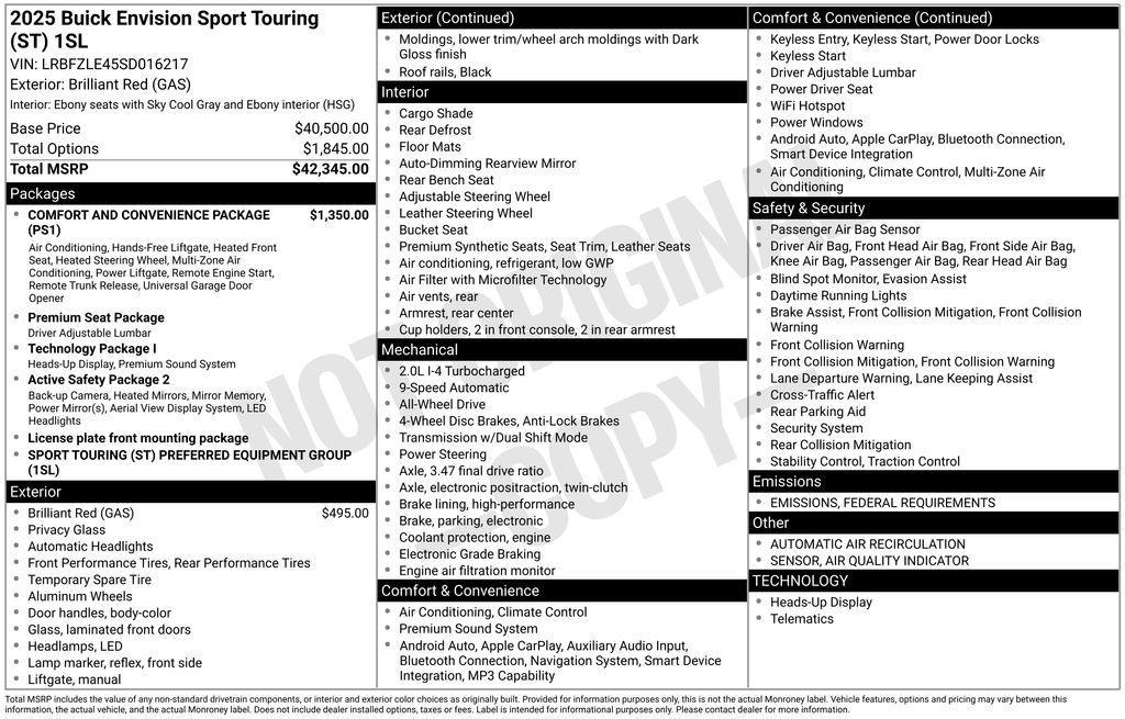 new 2025 Buick Envision car, priced at $37,000